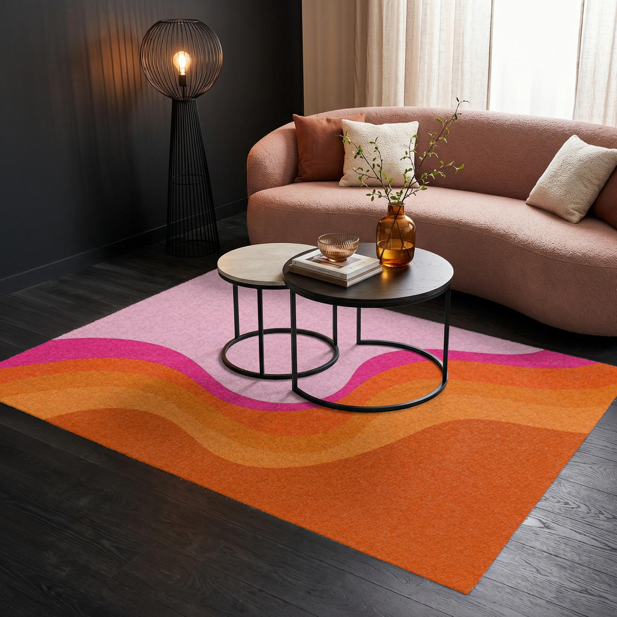 TEPPICH - Retro - Wellen - Farbenfroh - 200x140 cm - Multicolor, Kunststoff/Textil (200/0.4cm) - OnlyWow