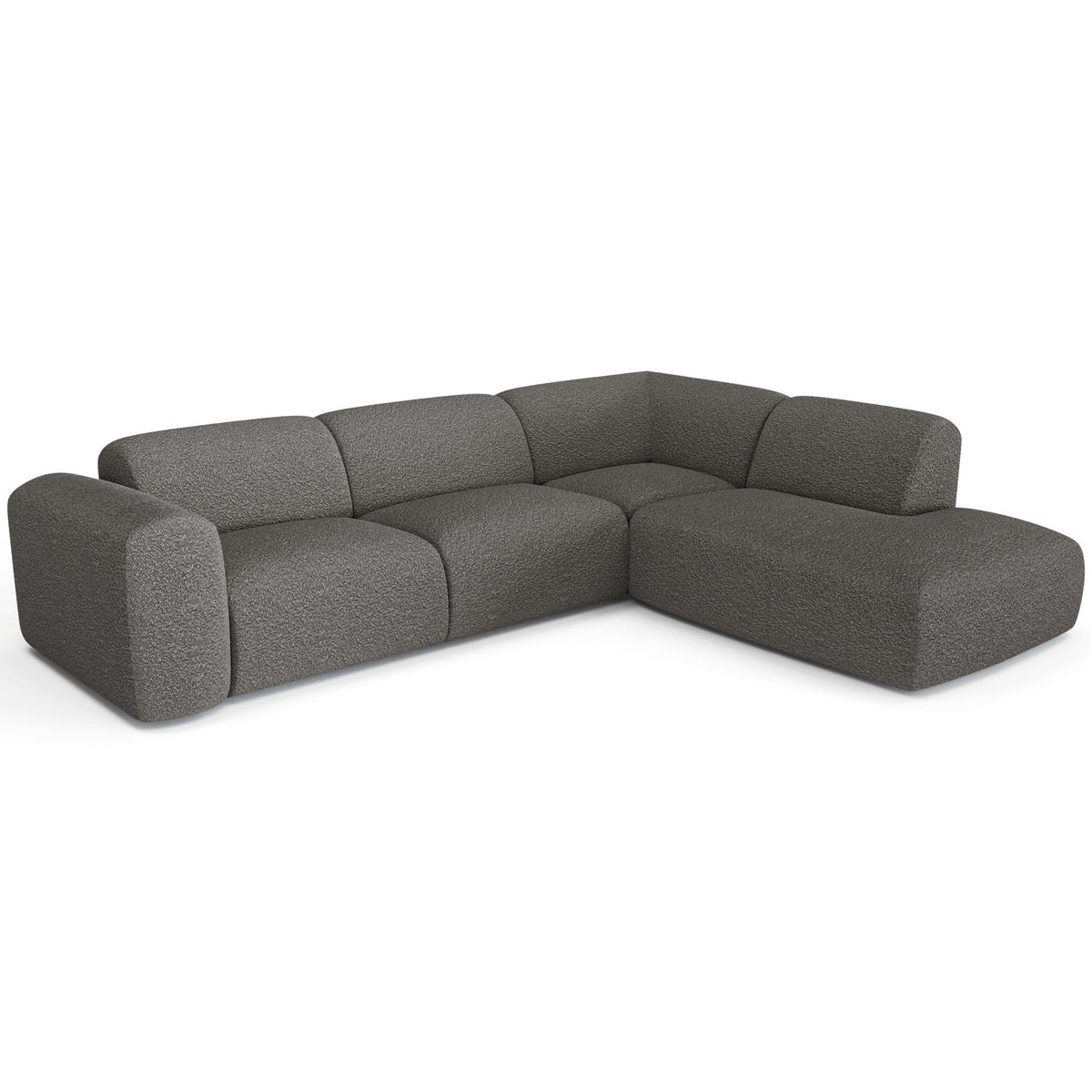 ECKSOFA RECHTS Bouclé-Stoff Graphitgrau 269cm - Graphitfarben/Grau, Textil (269/221cm) - Sia Home