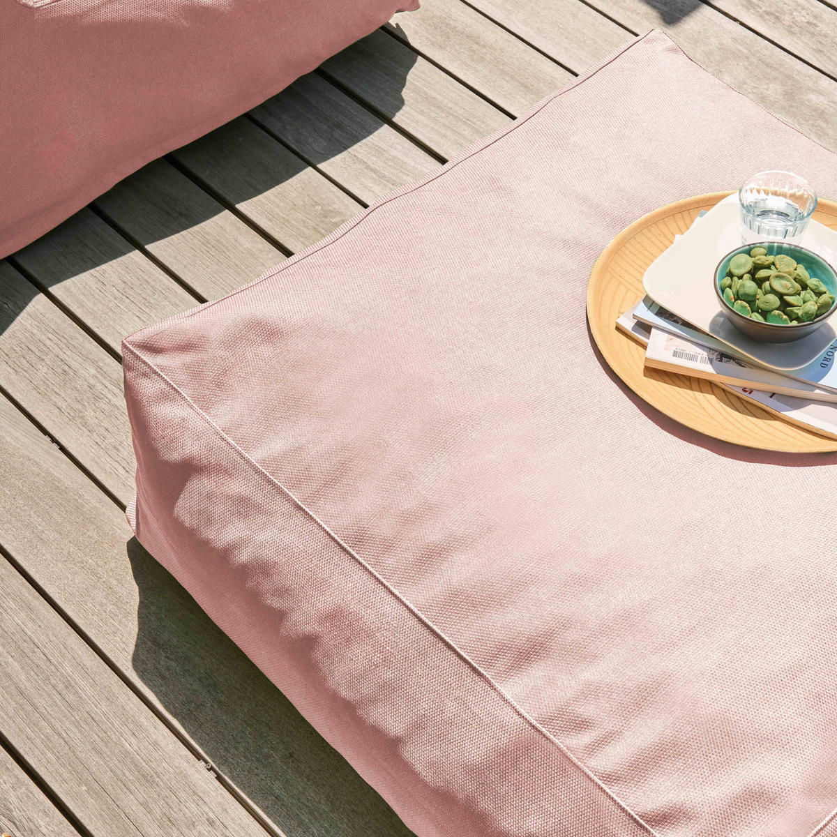 GARTENSOFA mit 4 Sitzplätzen, Puderrosa - Pink, Textil (85/65/255cm) - Oviala