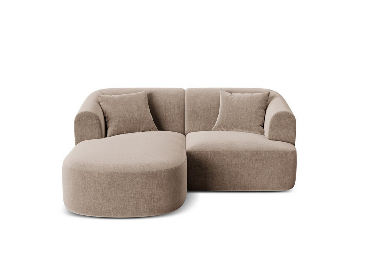 MODULARES-ECKSOFA links Campi aus Samt dunkelbeige 3 Sitzplätze - Mokka, Textil (156/180cm) - Cosmopolitan Design