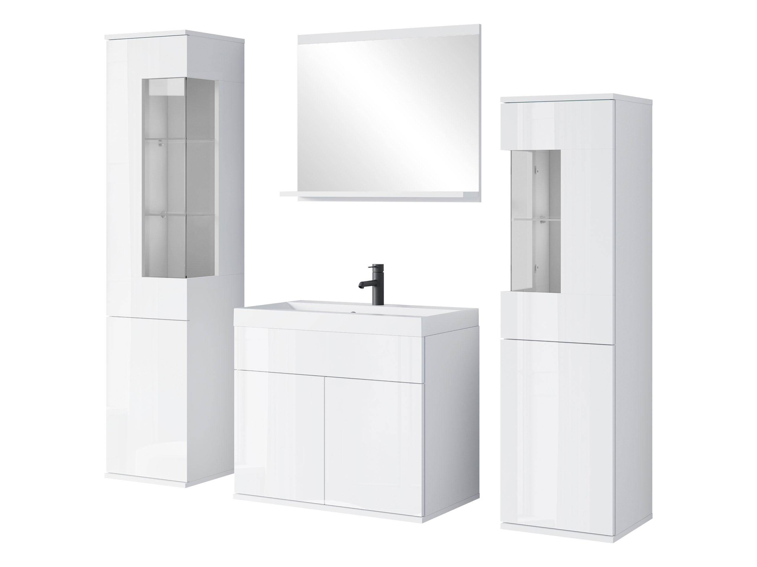 BADMÖBEL-SET Nairobi - Weiß Hochglanz/Weiß, Holzwerkstoff (31/133/31cm) - MIRJAN24