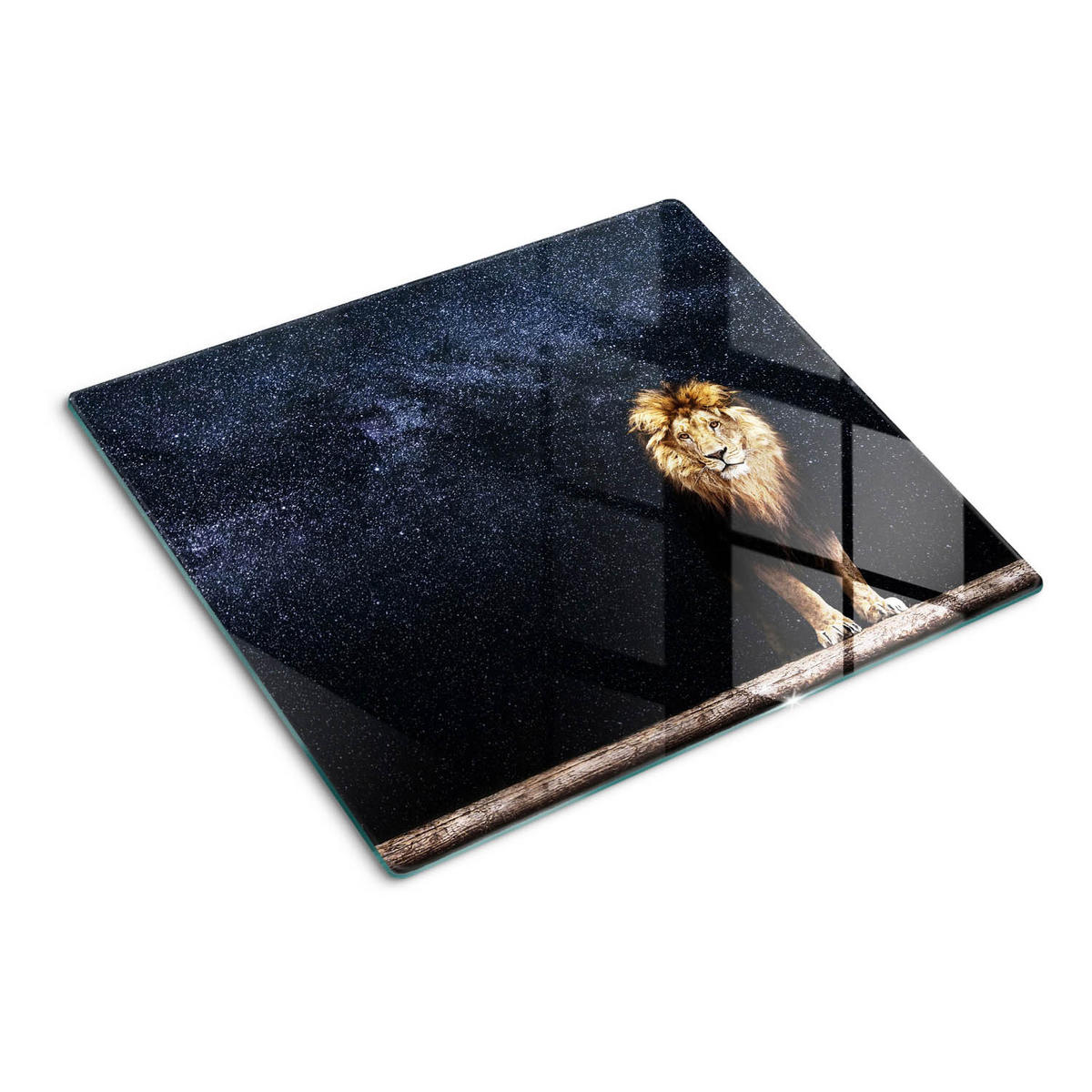 GLASPLATTE 60x52 cm Löwe-Sterne - Braun, Glas (60/52cm) - TULUP