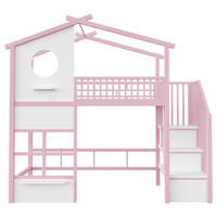 HOCHBETT 90/200 cm mit LED und Stauraumtreppe, DE-41612, in Rosa - Pink, Metall (90/200cm) - ComfortXL