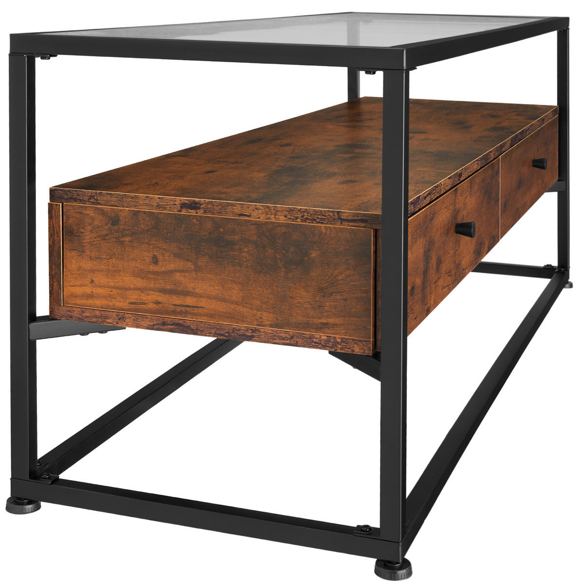 LOWBOARD Maidenhead,121,5 x 41,5 x 50,5 cm,Industrial Holz dunkel, rustikal - Rostfarben, Holzwerkstoff (41.5/50.5/121.5cm) - tectake