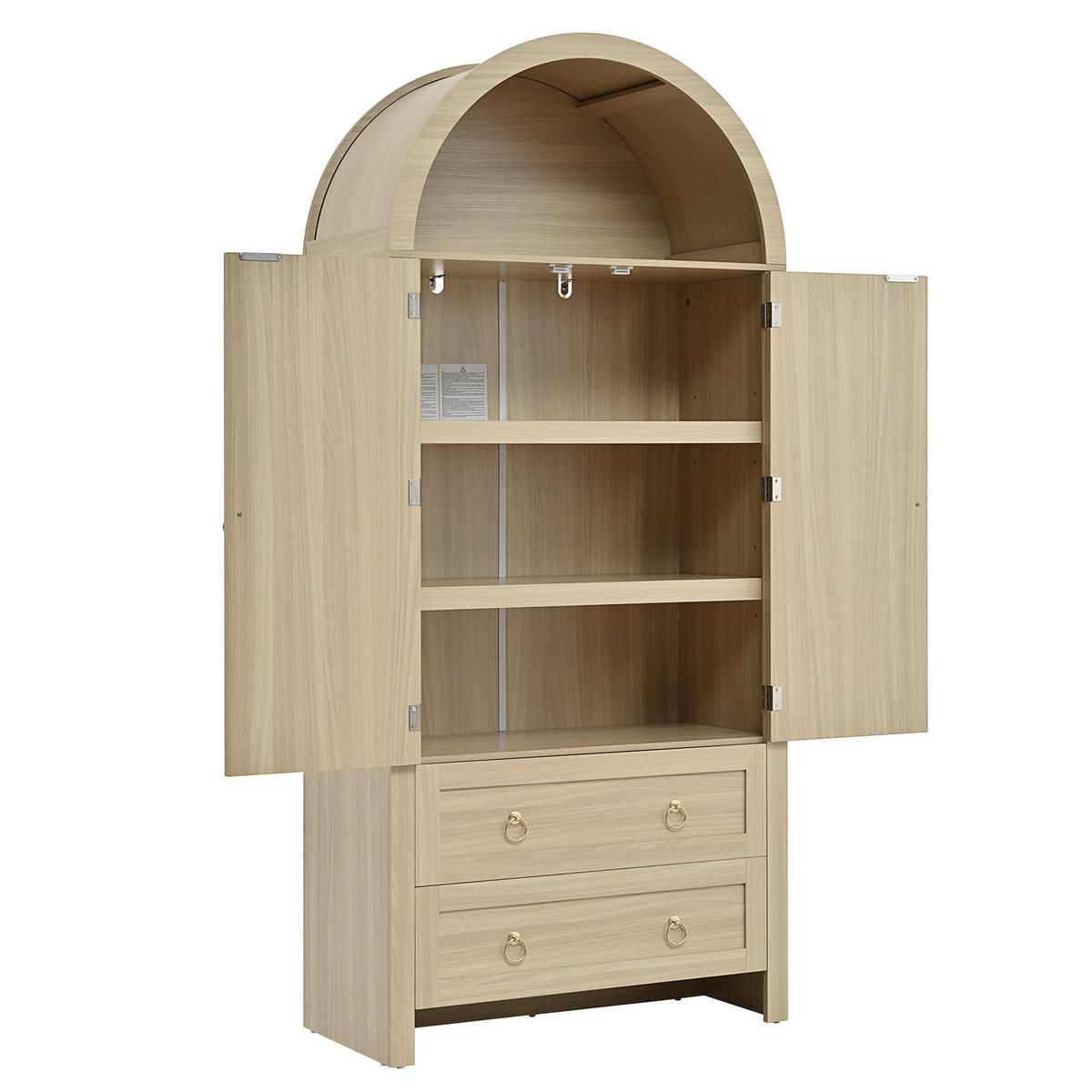 SIDEBOARD in Eichenholzoptik 80/40/180 cm aus MDF mit Korbgeflecht-Türen, Schubladen und Stauraum - Eichefarben, Holzwerkstoff/Metall (80/180/40cm) - CHICFURN