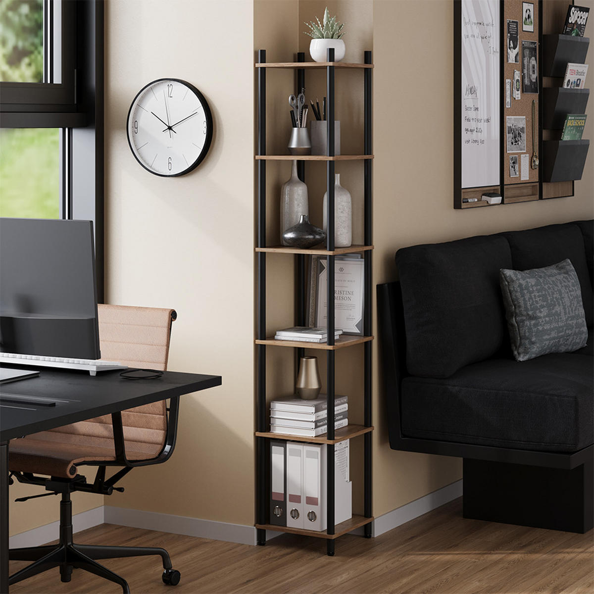 ROHOVÁ POLICE Bivio Zlatý dub power/antracit - medově dubová, kompozitní dřevo (30/163.5/30cm) - Vicco