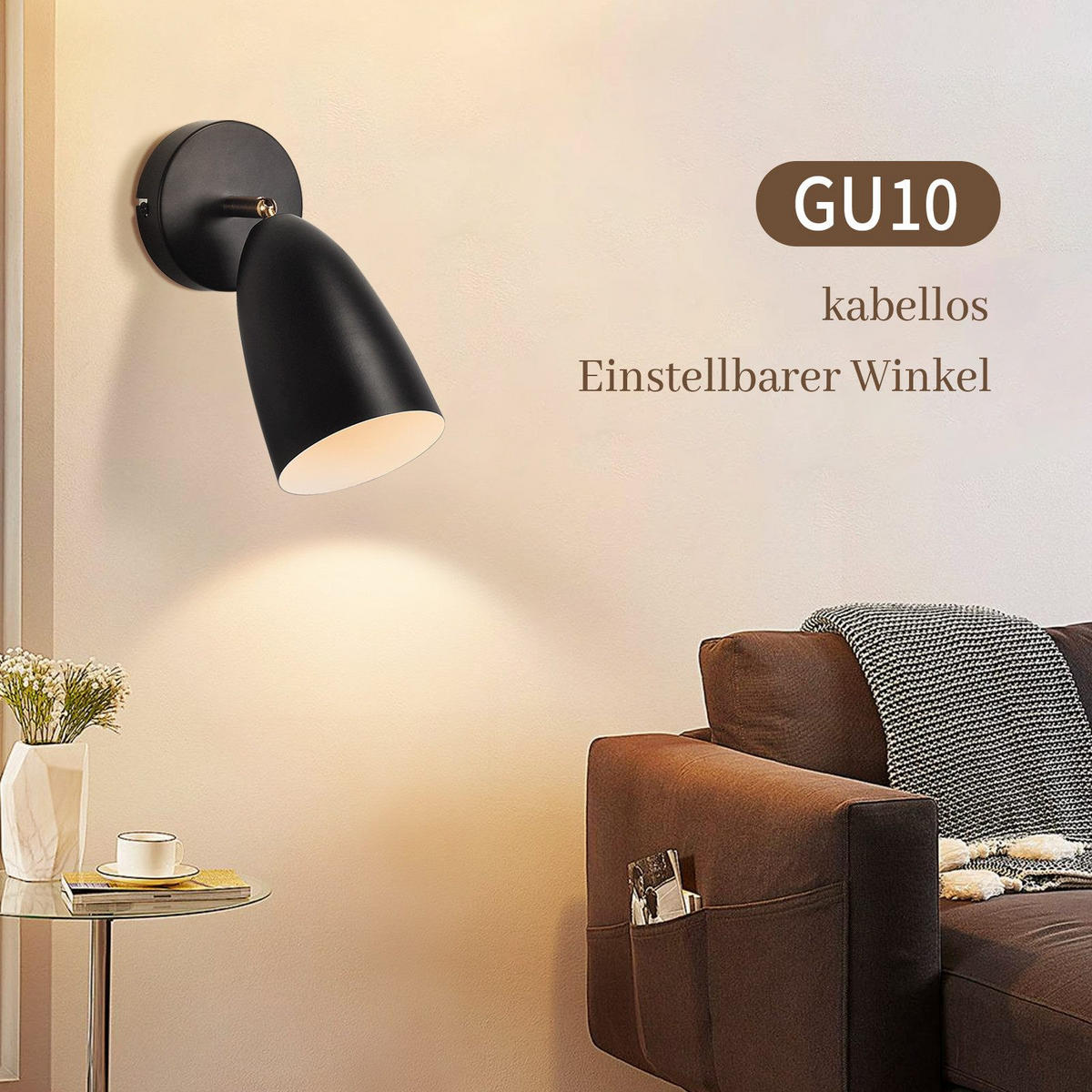 WANDLEUCHTE Filament 20/10/10 cm - Schwarz, Metall (10/10/20cm) - ZMH