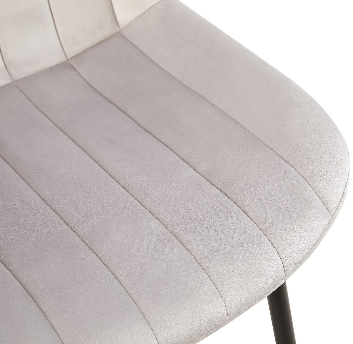 STUHL Samt hellgrau - Hellgrau/Schwarz, Textil/Metall (46/82/61cm) - CLP