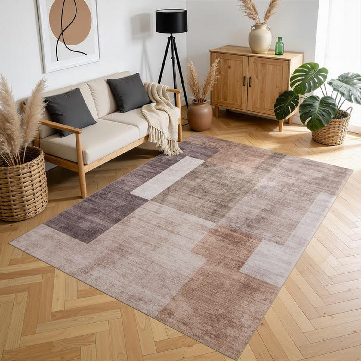 TEPPICH waschbar Flanel Beige/Braun 120x170 cm - Multicolor, Textil (120/170cm) - Vercai Rugs