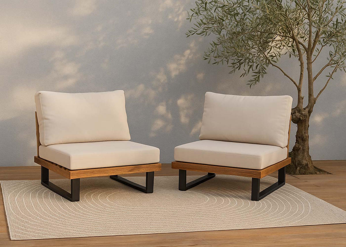 LOUNGE-SESSEL Schwarz, Beige - Beige/Schwarz, Holz (82/75/82cm) - MCW