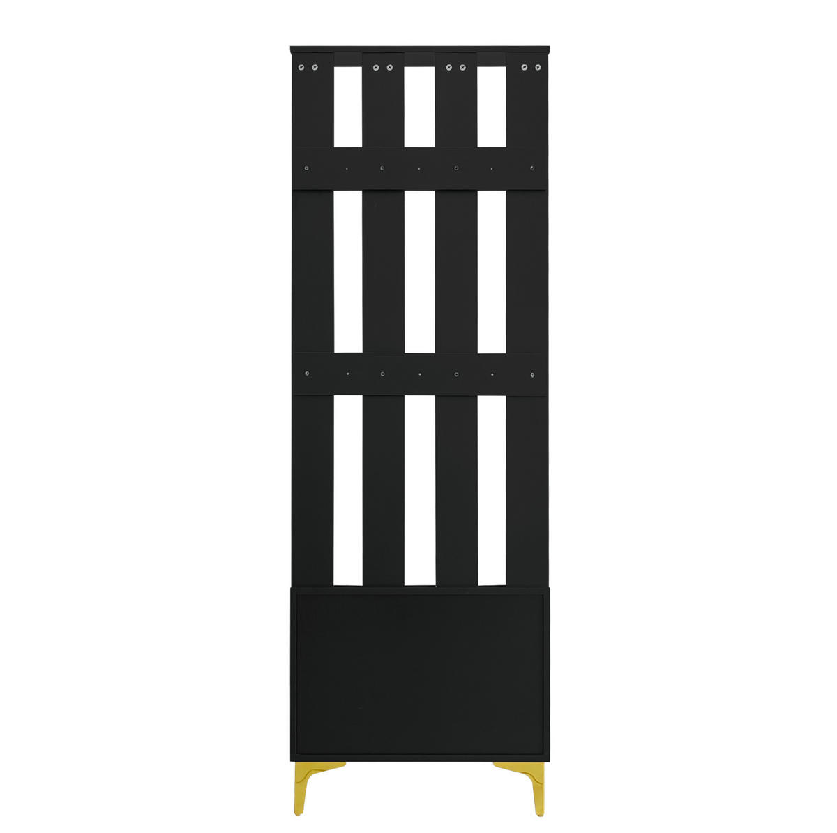 GARDEROBENSET mit Haken und Kissen 60,5 x 180,5 x 35,2 cm Schwarz Gold - Schwarz, Holzwerkstoff (35.2/180.5/60.5cm) - Beauniv