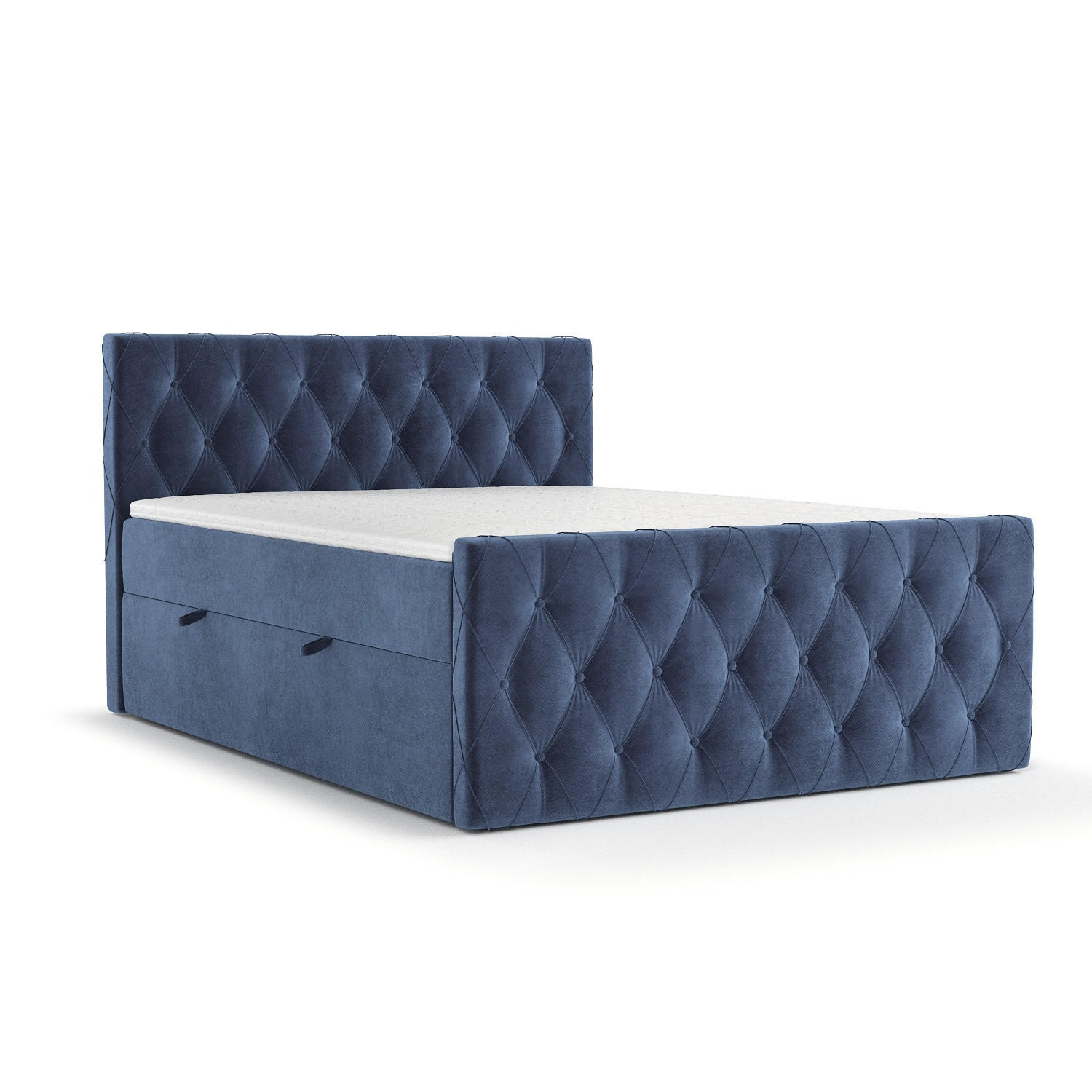 BOXBETT Signature Dunkelblau 160/200 cm im Samtstoff - Schwarz/Dunkelblau, Holz/Holzwerkstoff (160/200cm) - Maison de Reve