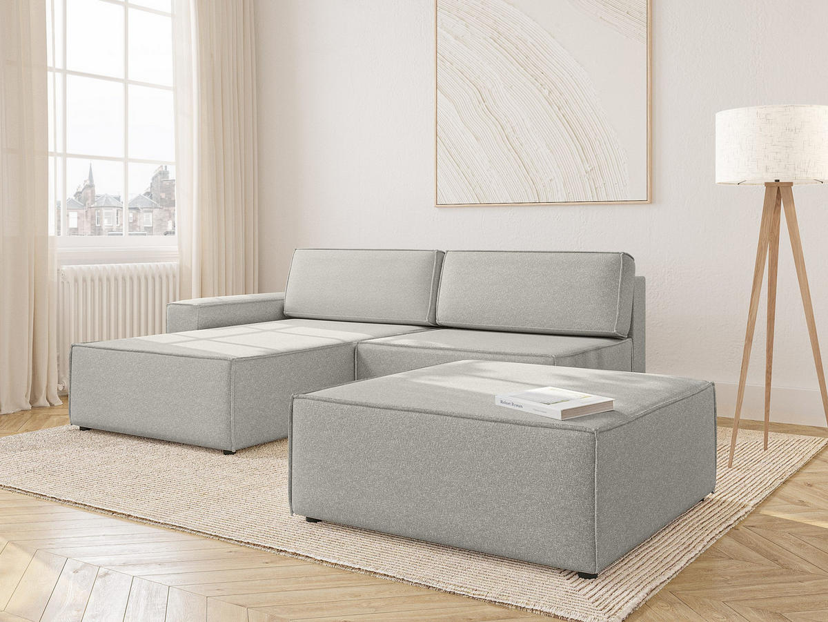 ECKSOFA Lummo Re mit Schlaffunktion, Grau - Grau, Textil (323/185cm) - Fedve