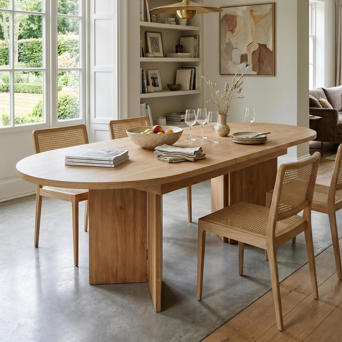 ESSTISCH ausziehbarer eiche-optik 120 bis 160 cm, oval mit abgerundeten ecken - Eichefarben, Holzwerkstoff (80/160/75.5cm) - Urban Meuble