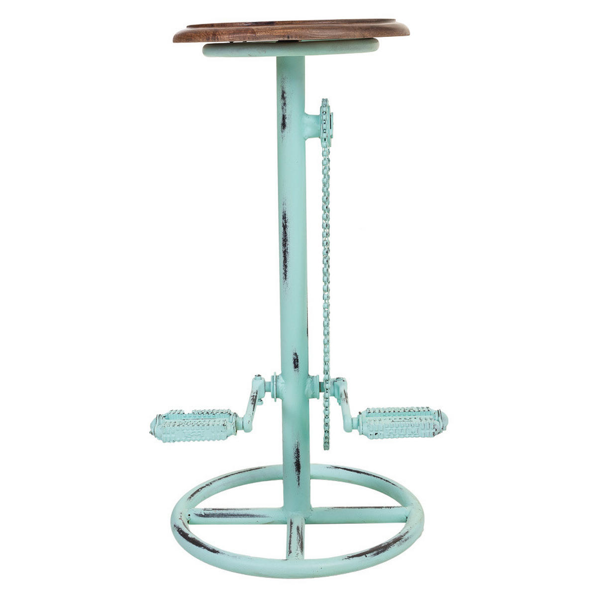 HOCKER aus Metall und Holz, 40x73cm - Blau, Holz (40/73/40cm) - Wanderlust