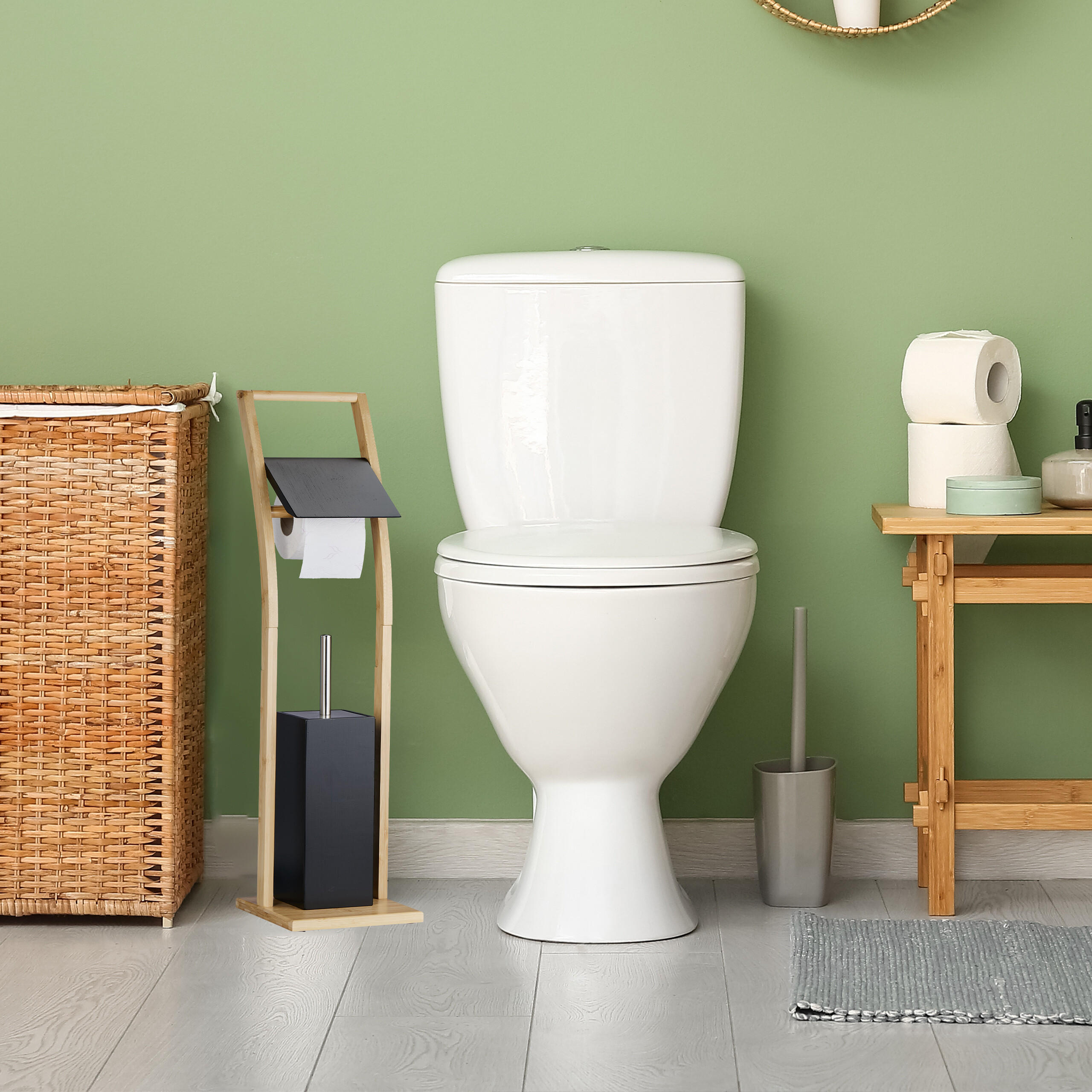WC-GARNITUR - Multicolor, Holz/Kunststoff (20/74/20cm) - Relaxdays