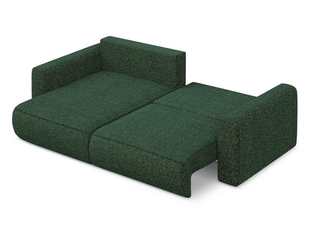 ECKSOFA mit Schlaffunktion Strukturstoff Stoff Grün - Schwarz/Grün, Kunststoff/Textil (149/240cm) - Makamii