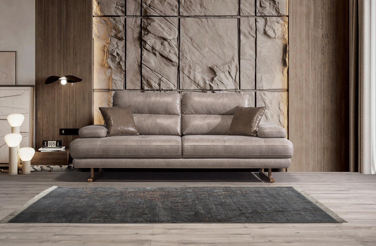 SITZGARNITUR Energy Grau-Seidengrau Stellvariante:3+1+1 - Braun, Holz (235/90/105cm) - Villa Möbel