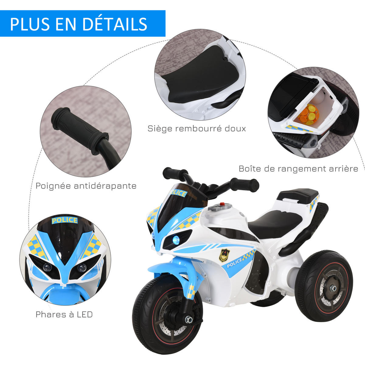 RUTSCHFAHRZEUG DE-16962 Rennmotorrad mit Licht & Sound Blau - Blau, Metall (74/39/48cm) - ComfortXL