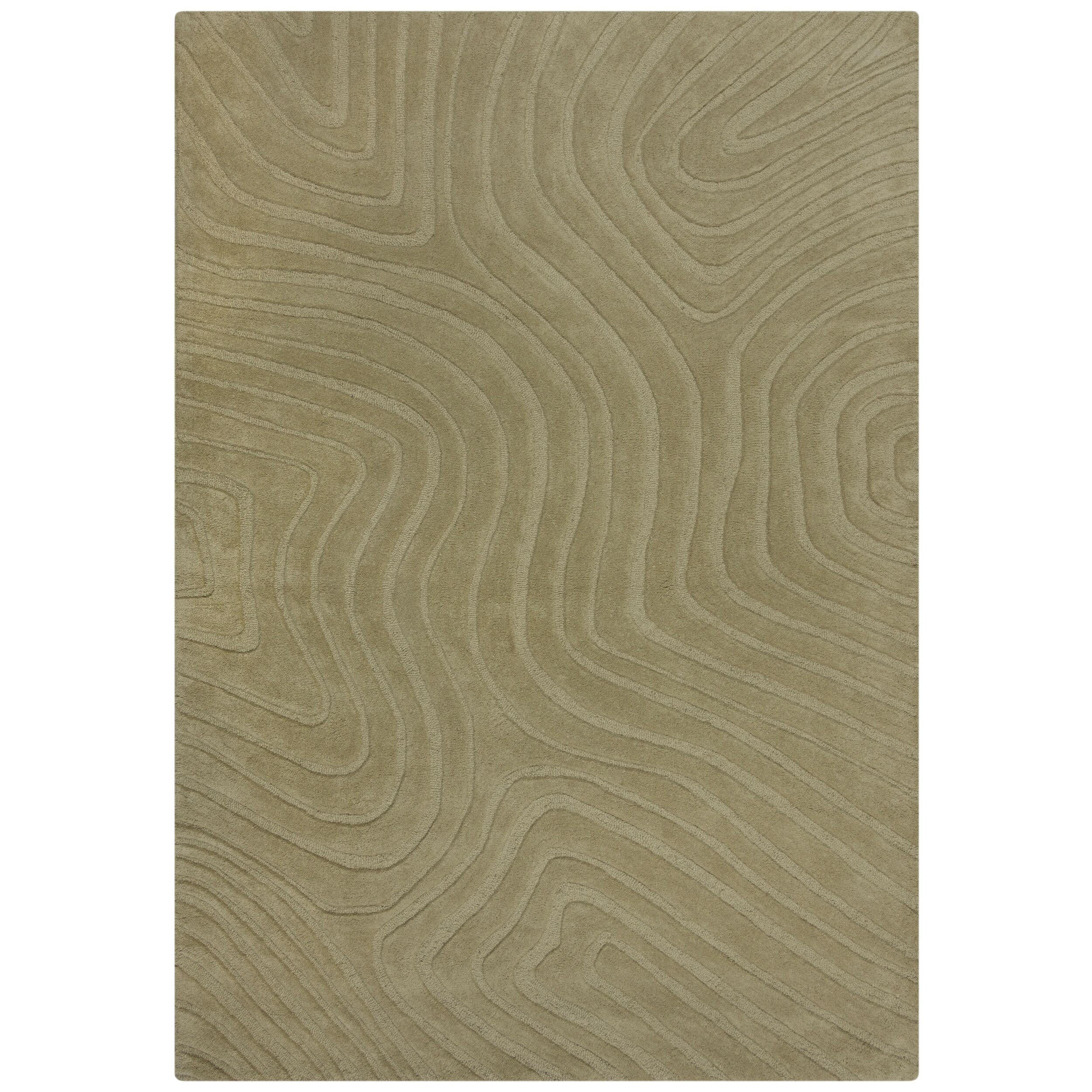 WOLLTEPPICH Wellen Abstrakt, Wohnzimmer Olivegrün Rechteckig 120x170 - Grün, Textil (170/120cm) - KADIMA DESIGN