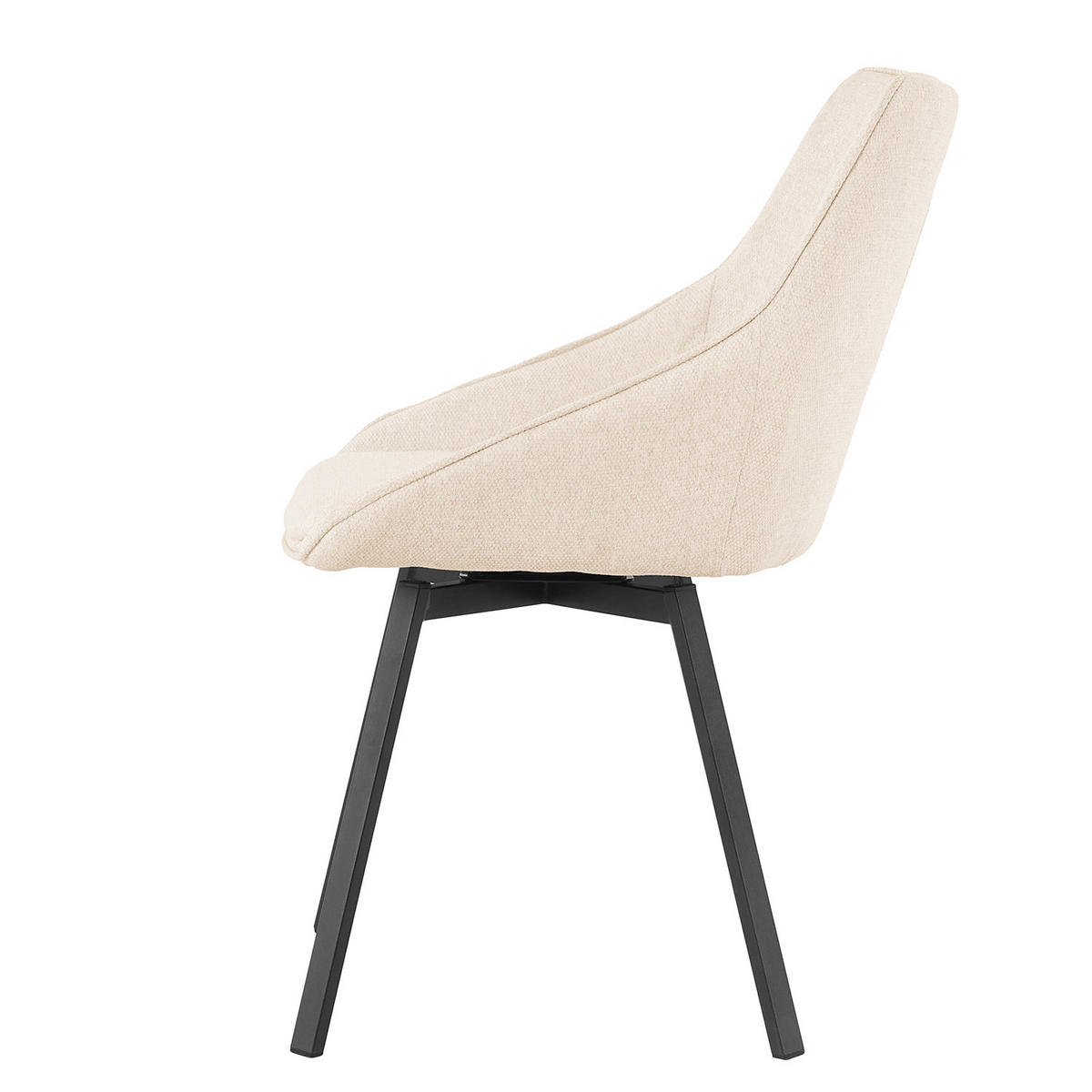 POLSTERSTUHL - 2er-Set - Eisen / Textil - Beige/Schwarz, Kunststoff/Textil (51/87/59cm) - home24