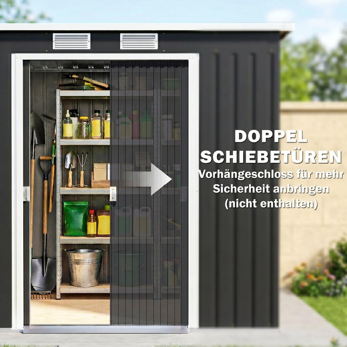 GARTENHAUS Verzinkter Stahl Dunkelgrau - Dunkelgrau, Metall (130/172/213cm) - Outsunny