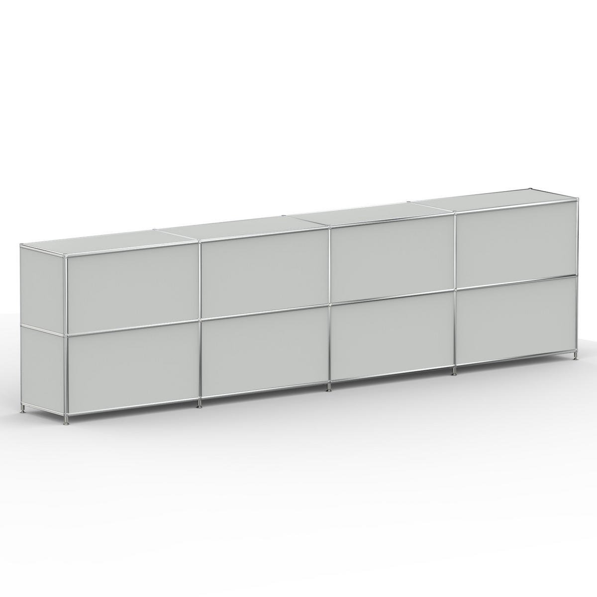 AKTENSCHRANK, 8 Schubladen & Schloss, Breite 302 cm, Lichtgrau - Chromfarben/Silberfarben, Metall (40/80.5/302.2cm) - Versee