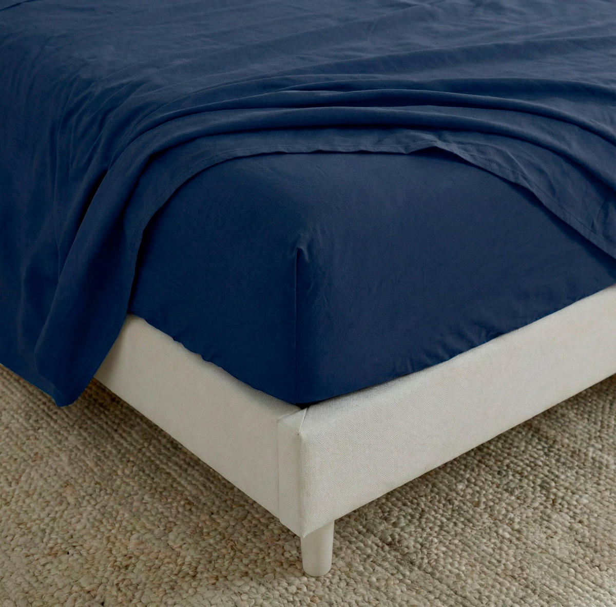 SPANNBETTLAKEN Basic Dunkelblau 105x200x32 cm (Bett 105) - Dunkelblau, Textil (105/200cm) - Happy Friday