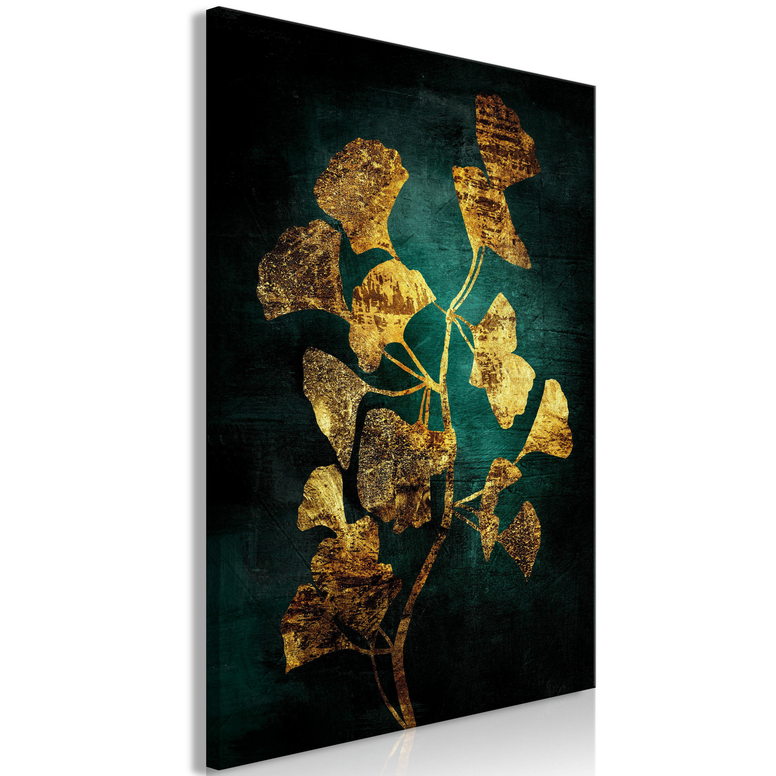 KUNSTDRUCK Gold 40/60 cm - Goldfarben/Grün, Textil (40/60cm) - KUNSTLOFT