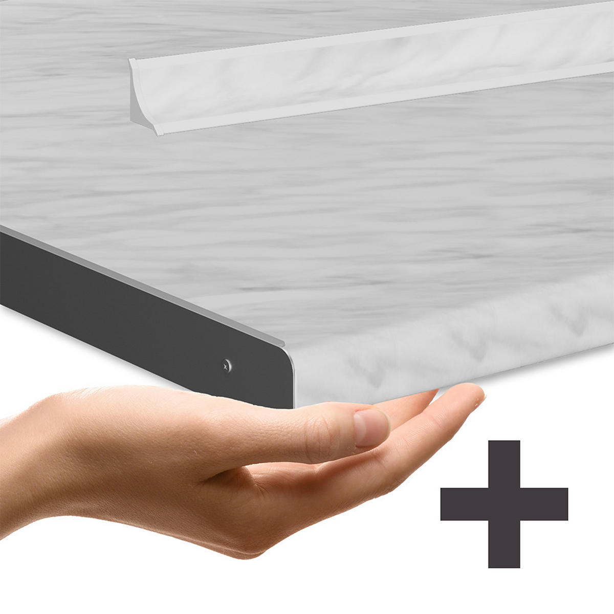 KÜCHENZEILE R-Line Edelgrau/Anthrazit 240 cm , AP Marmor - Anthrazit/Braun, Holzwerkstoff (240/81.6/60cm) - Vicco