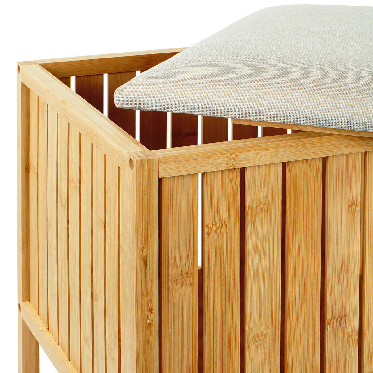 KOŠ prádla - krémová/světle hnědá, dřevo/textil (39/52/39cm) - Relaxdays