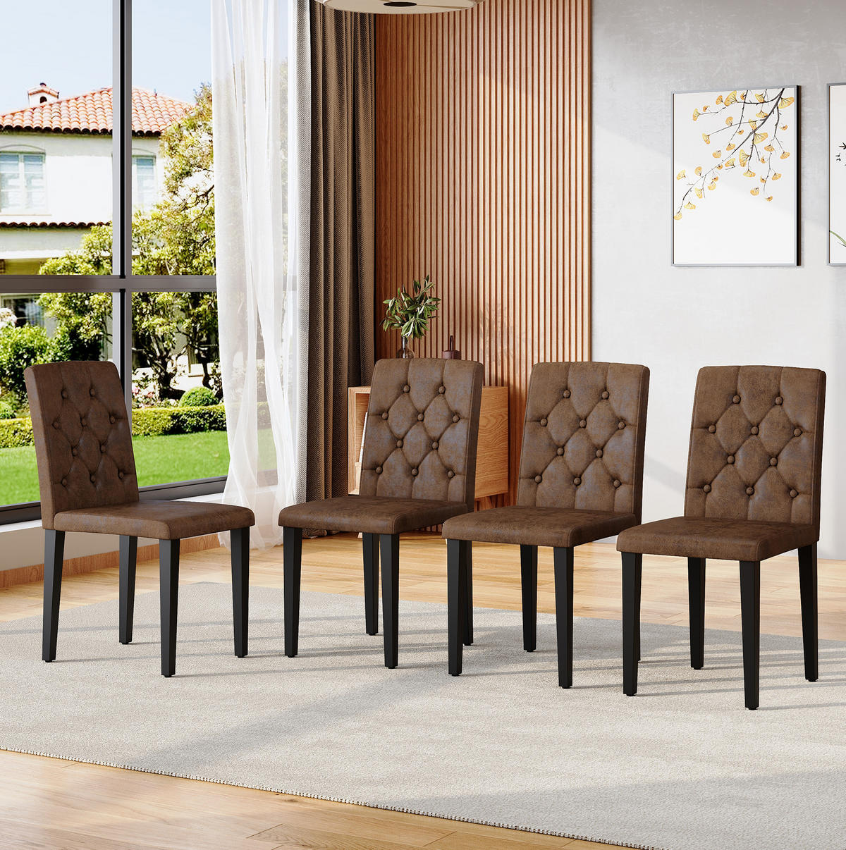 ESSZIMMERSTUHL mit Rautensteppung 89 cm Velours-Optik Braun Schwarz 4er-Set - Braun, Metall (46/89/42cm) - Meubliv