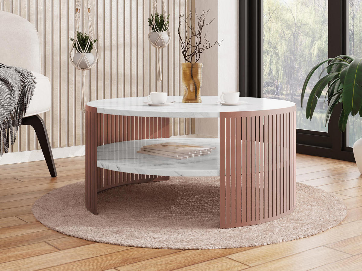 COUCHTISCH Fikoli Ember - Bronzefarben/Weiß, Holzwerkstoff/Metall (75/75/40cm) - MIRJAN24