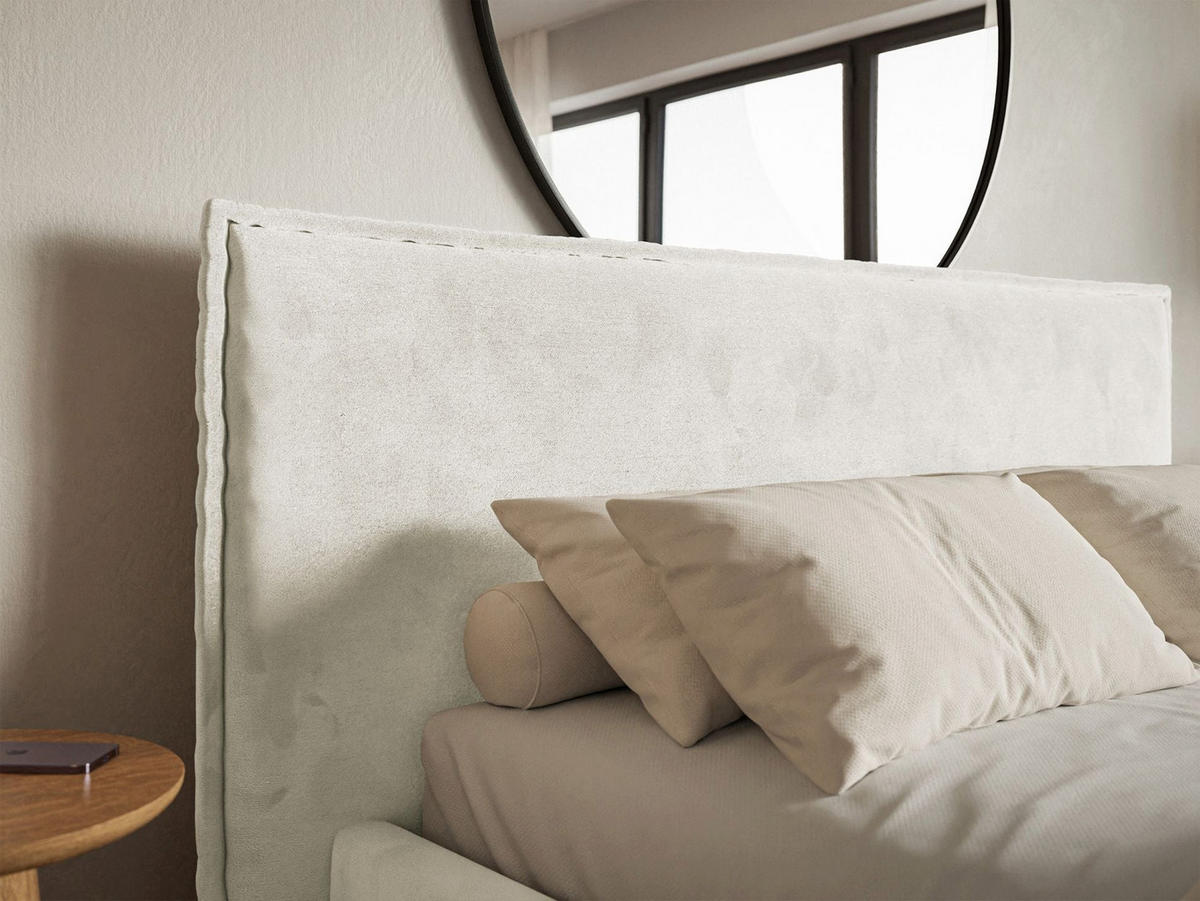 POLSTERBETT Softie Greige Velours 160x200 - Taupe, Textil (160/200cm) - Selsey