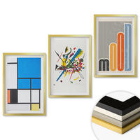 WANDBILDER 3er Set - 40x60 cm Goldrahmen - Abstrakte moderne Geometrie - Goldfarben, Kunststoff (40/60cm) - ArtPrintCave