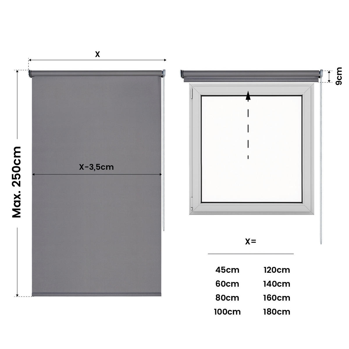 VERDUNKELUNGSROLLO Grau 160x250 cm - Grau, Kunststoff (160/250cm) - STORESDECO