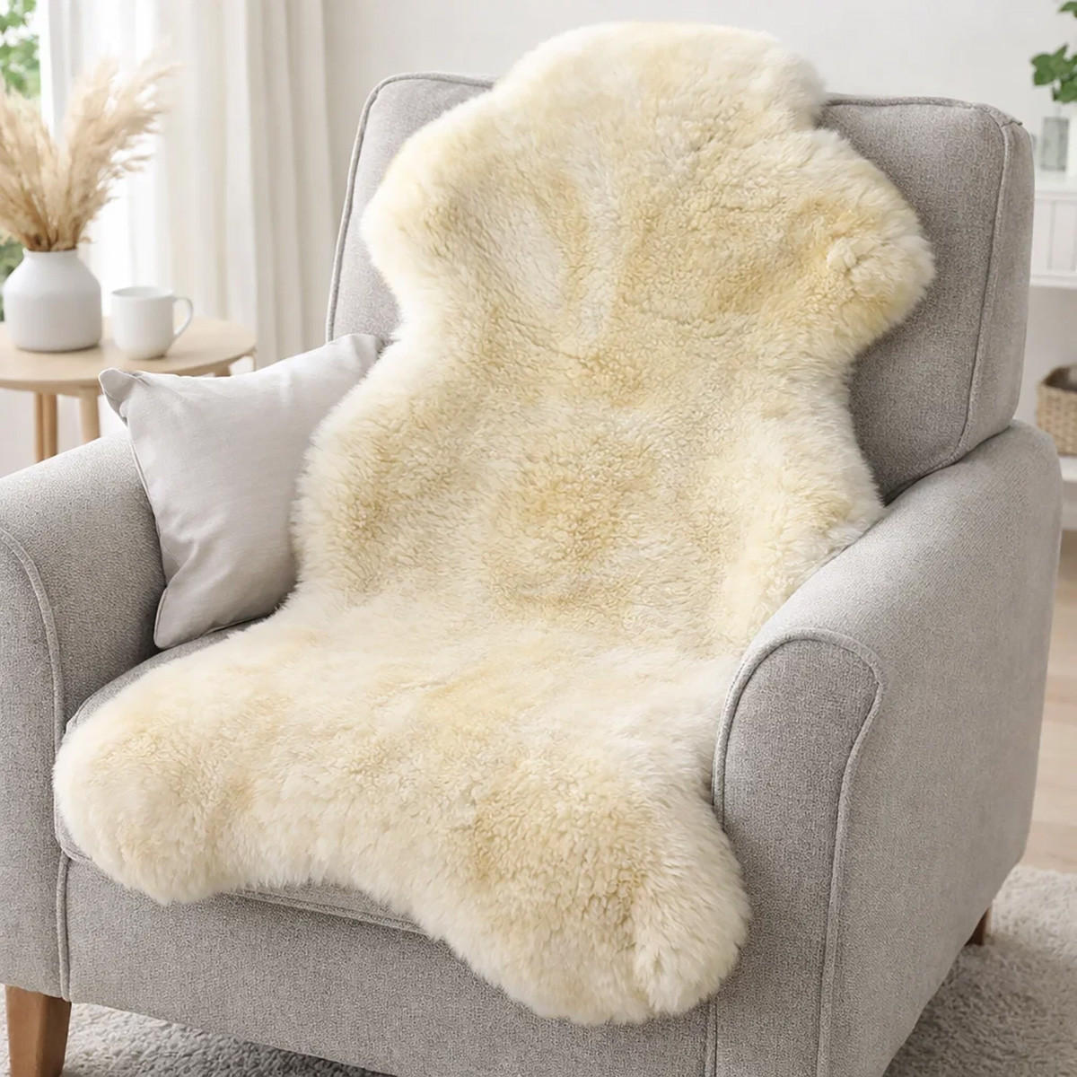 SCHAFFELL Premium Merino Lammfell Vegetable gegerbt geschoren ca. 105 cm - Weiß Hochglanz, Fell (55/105cm) - Provellus