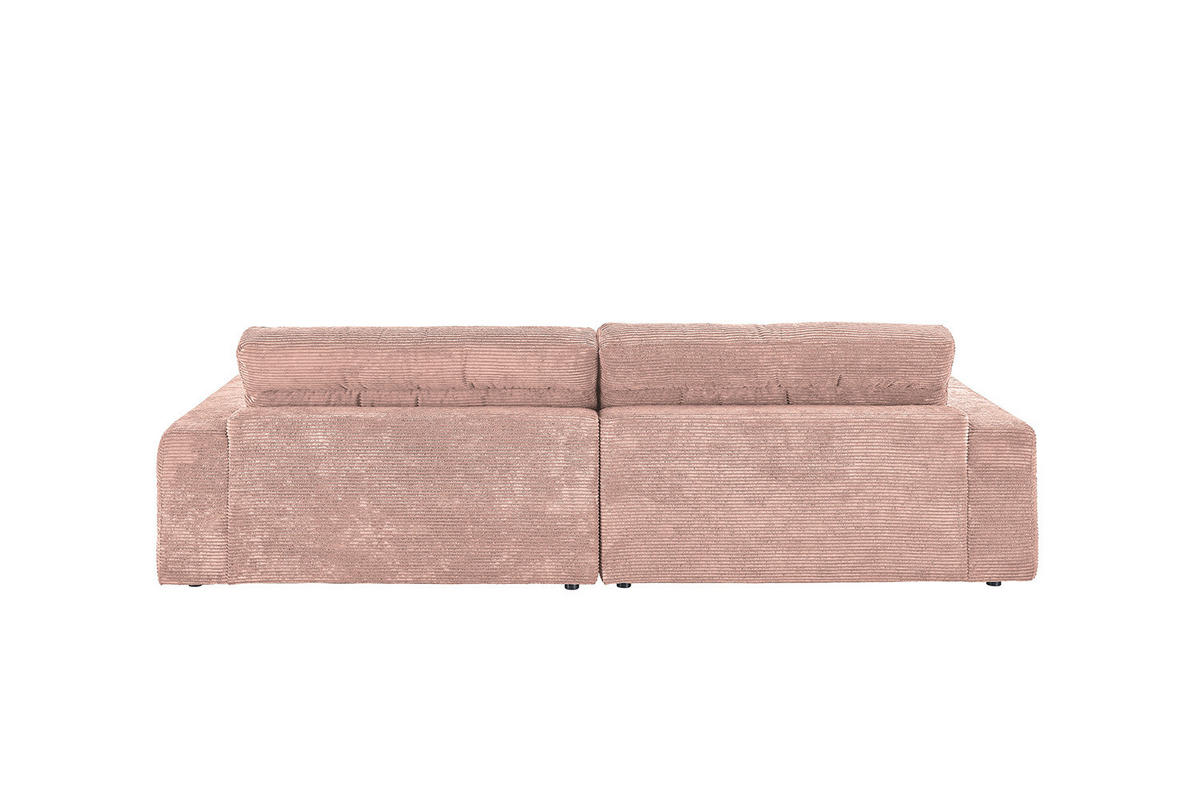 ECKSOFA LANA SOFA Pink Cord - Pink/Schwarz, Textil (296/205cm) - KAWOLA