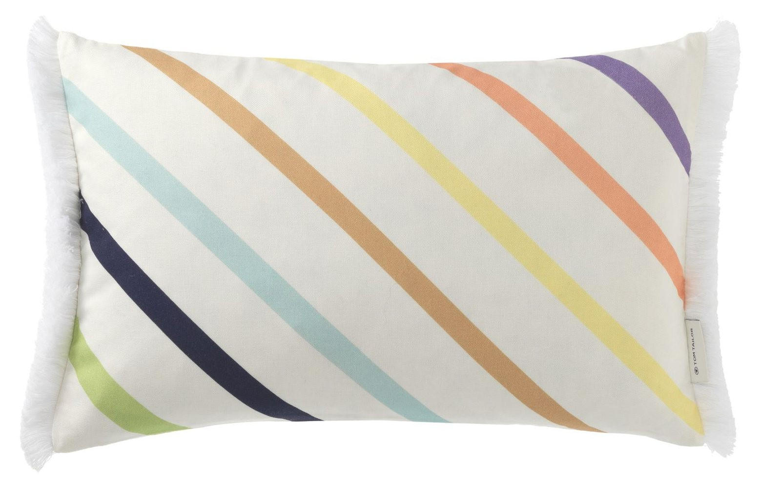 ZIERKISSENHÜLLE Fringed Diagonal multicolor 30x50cm - Multicolor, Textil (30/50cm) - Tom Tailor
