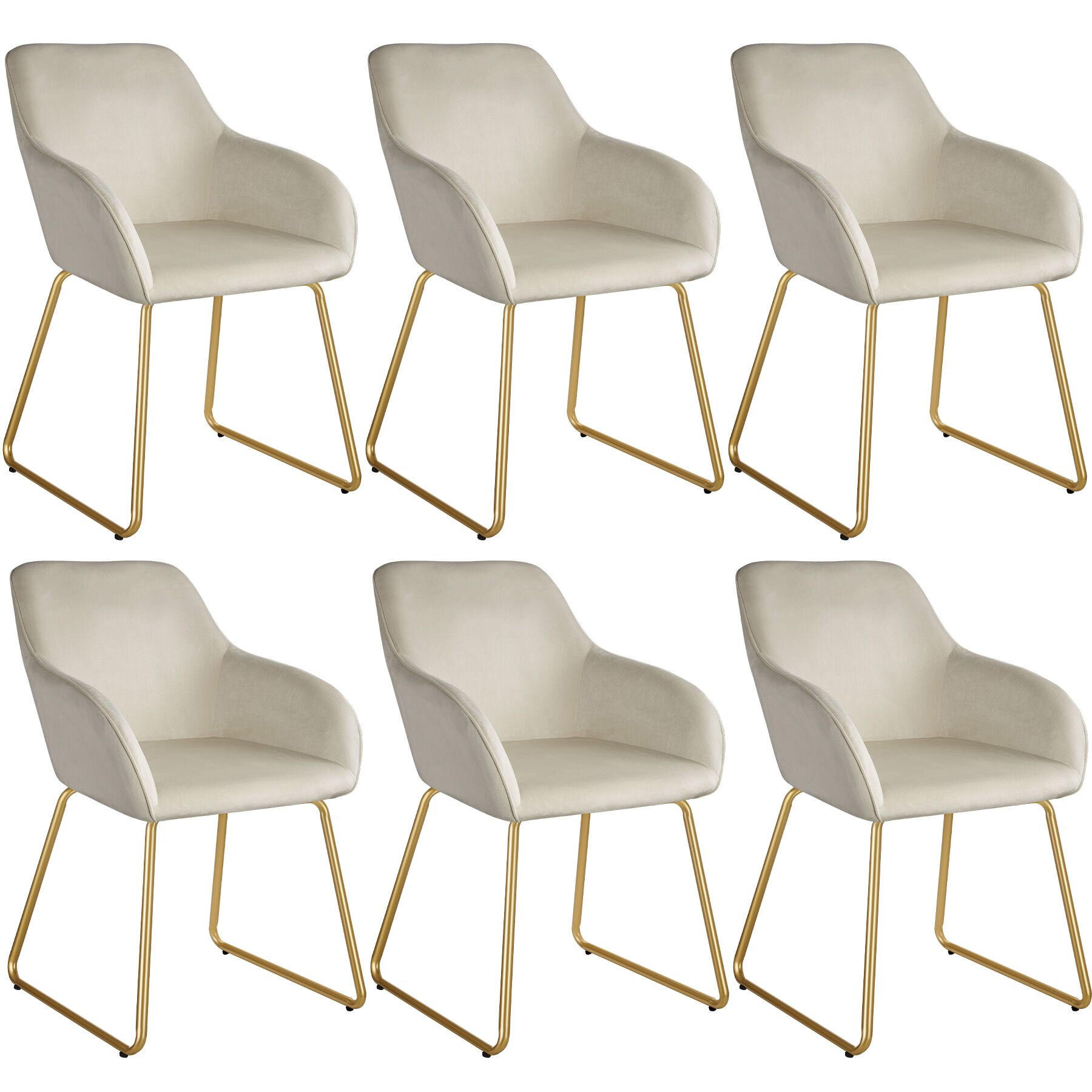 ESSZIMMERSTUHL Jeane,57 x 61 x 85,5 cm, Belastbarkeit 120 kg,Samtoptik creme/gold - Goldfarben/Samtahornfarben, Kunststoff (57/85.5/61cm) - tectake
