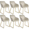 ESSZIMMERSTUHL Jeane,57 x 61 x 85,5 cm, Belastbarkeit 120 kg,Samtoptik creme/gold - Goldfarben/Samtahornfarben, Kunststoff (57/85.5/61cm) - tectake