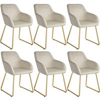ESSZIMMERSTUHL Jeane,57 x 61 x 85,5 cm, Belastbarkeit 120 kg,Samtoptik creme/gold - Goldfarben/Samtahornfarben, Kunststoff (57/85.5/61cm) - tectake