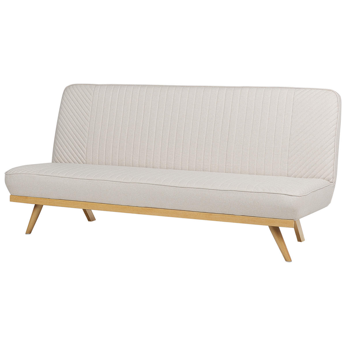 2-SITZER-SCHLAFSOFA beige/hellbraun Kalfafell - Hellbraun/Beige, Textil (192/91/73cm) - Beliani