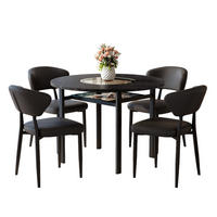 ESSGRUPPE DE-39376 5-teilig, mit 4 PU-Sesseln und Glasplatte Schwarz - Schwarz, Holzwerkstoff (100/76/100cm) - ComfortXL