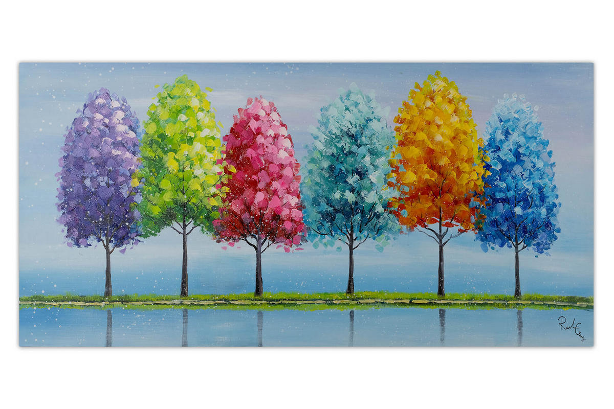 ÖLGEMÄLDE 120/60 cm - Blau/Gelb, Holz/Textil (120/60cm) - KUNSTLOFT