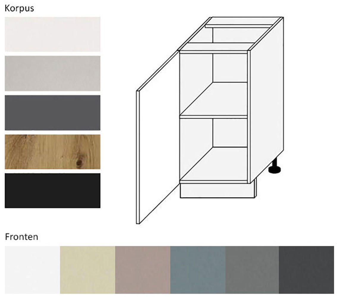 KÜCHENUNTERSCHRANK Kvantum D1D/40 Vanille Matt / Lava Matt 40 / 50 / 82cm - Dunkelgrau/Creme, Holz/Holzwerkstoff (40/82/50cm) - Feldmann-Wohnen