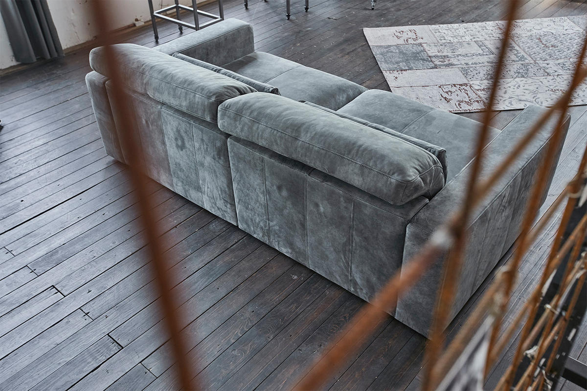 LEDERSOFA GIGANT Anthrazit Leder - Anthrazit/Schwarz, Leder (295/86/148cm) - KAWOLA