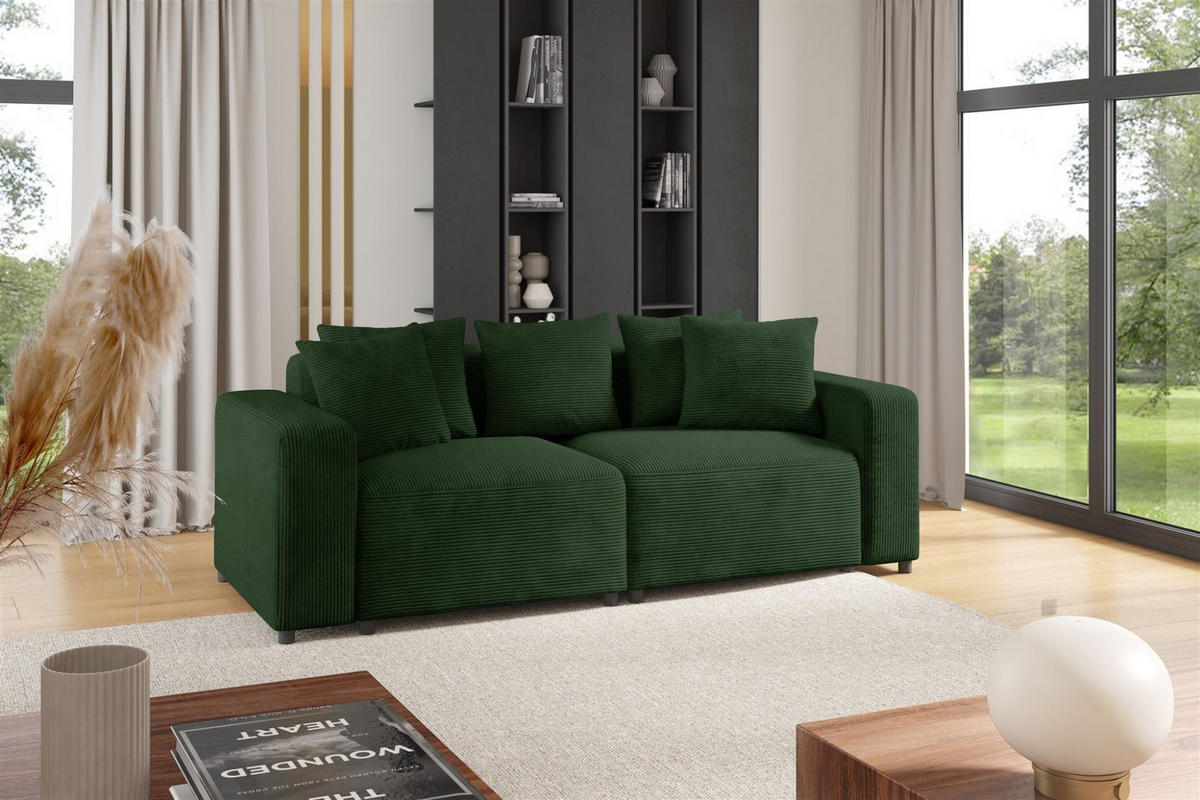 SOFA Megan 2-sitzer In Poso - Dunkelgrün, Holzwerkstoff/Textil (236/75/98cm) - Fun Möbel