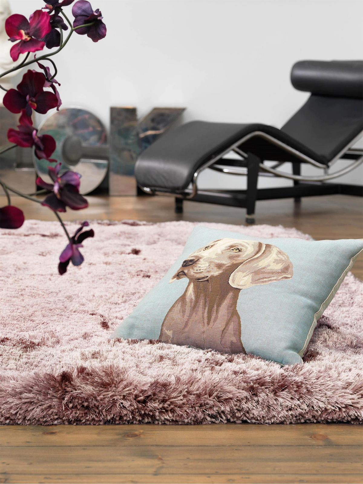 HOCHFLORTEPPICH rund Bright Lila ø 150 cm rund - Lila, Textil (150/150cm) - benuta Finest