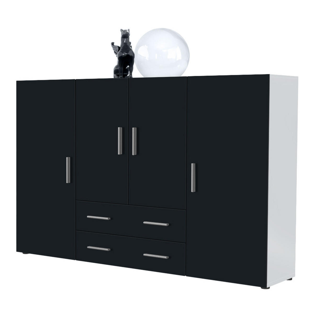 HIGHBOARD Nora Front in Schwarz matt - Schwarz, Holzwerkstoff (166/106/35cm) - Vladon